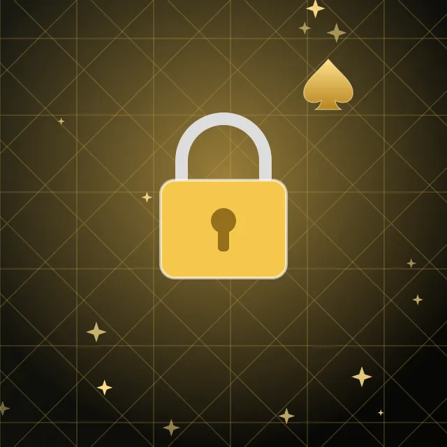 Gold padlock next to a gold spade